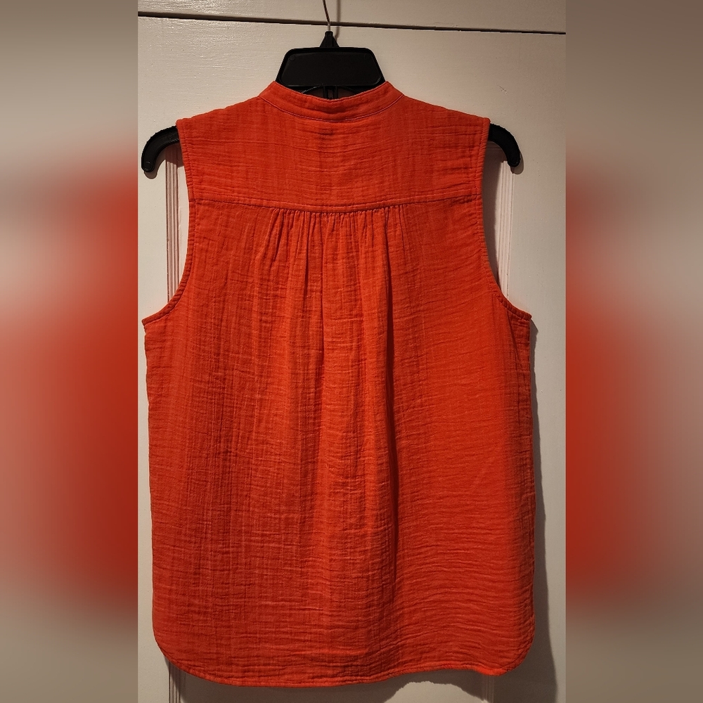 GAP Women's Orange Button-Up Top, Size M - Picture 4 of 6